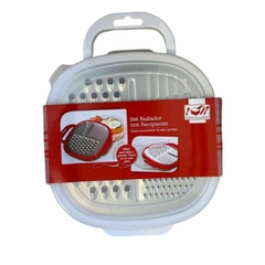 RALLADOR DE ACERO INOXIDABLE CON RECIPIENTE Y TAPA - Kiluga