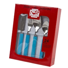 SET DE CUBIERTOS X24 PIEZAS RECTANGULAR TURQUESA