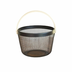 Organizador Canasto Cesto Redondo Alacena Cocina Metal Madera Negro