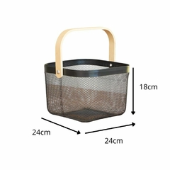 Organizador Canasto Cesto Cuadrado Alacena Cocina Metal Madera Negro en internet