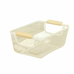 Organizador Canasto Cesto Alacena Cocina Metal Madera Natural Grande