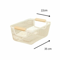 Organizador Canasto Cesto Alacena Cocina Metal Madera Natural Grande en internet