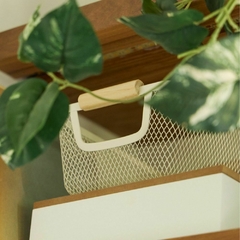 Organizador Canasto Cesto Alacena Cocina Metal Madera Natural Grande - Kiluga
