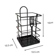 Porta Cubiertos escurridor organizador cocina metal Negro - comprar online