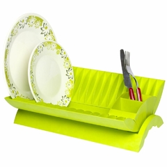 ESCURRIDOR DE PLATOS VERDE CON PORTA CUBIERTOS