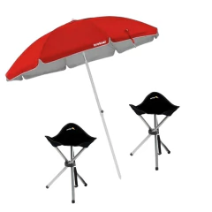 Set playa Aire libre Sombrilla+2 banquitos plegables portatil - comprar online