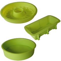 SILICONA - SET X3 MOLDES DE REPOSTERIA VERDE