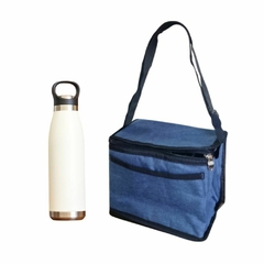 Set Vianda, lunchera escolar, conservadora azul + botella termica acero blanca - comprar online