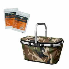 Set Camping Canasta Termica Camuflada Con 2 Gel Refrigerante