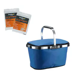 Set Camping Canasta Termica Azul Con 2 Geles Refrigerantes