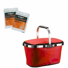 Set Camping Canasta Termica Roja Con 2 Geles Refrigerantes
