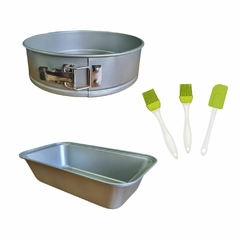 Set molde desmontable torta + budinera + utensilios silicona - comprar online