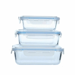 RECIPIENTE 640 ML DE VIDRIO RECTANGULAR CON TAPA - Kiluga