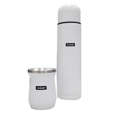 Termo de acero inoxidable blanco de 1 litro - comprar online