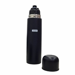 Termo de acero inoxidable negro de 1 litro
