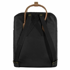 Mochila Kanken Original N2 16L Negro Con Cuero Marron en internet
