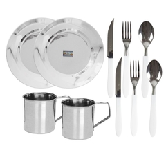 SET X 2 VAJILLA AIRE LIBRE ACERO INOXIDABLE