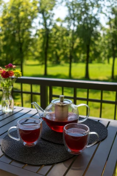 Imagen de Set Tetera vidrio con infusor + 2 tazas térmicas vidrio doble