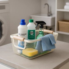 Imagen de Organizador Canasto 30x21 Alacena Cesto Cocina Metal Madera Mediano