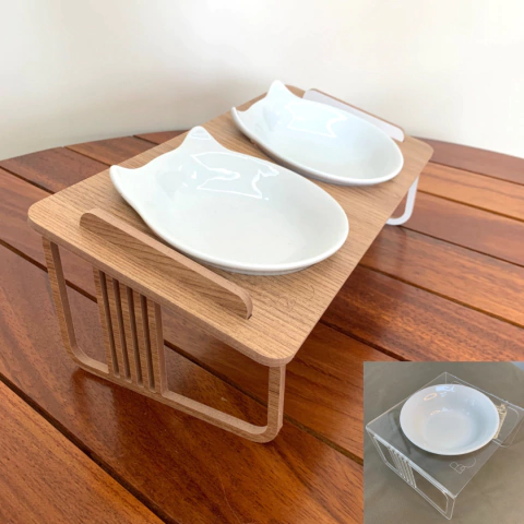 KIT Ideal 2 - Comedouro Duplo + Bebedouro Acrílico + 1 Porcelana Reserva com orelhas - comprar online