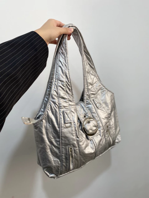 Bolsa hobo prateada