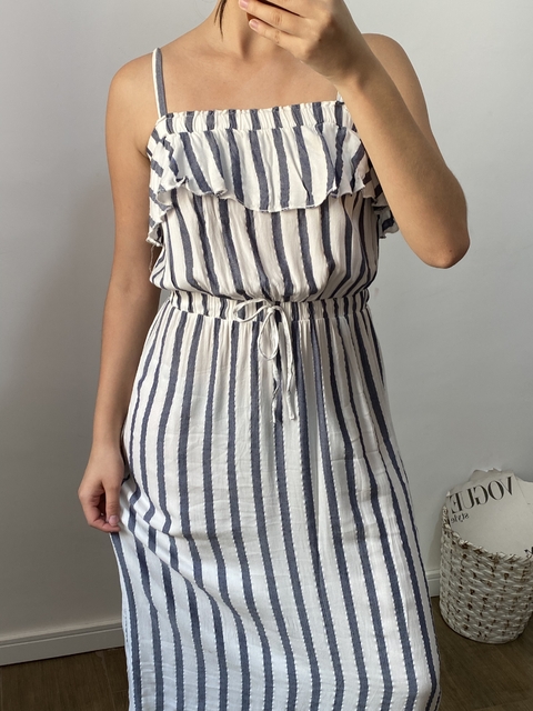 Vestido midi listrado P