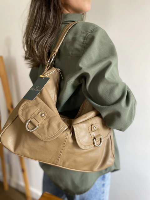 Bolsa bege couro legítimo - comprar online