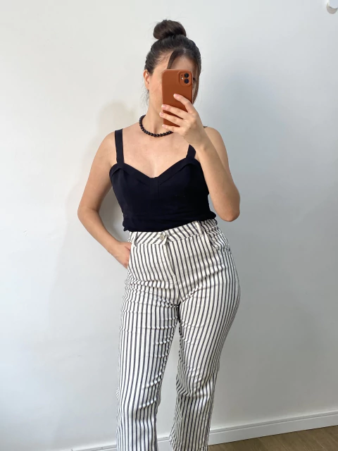 Calça listrada reta 36/38