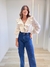 Camisa Feminina Bicolor com Babados Nicole - loja online