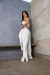 Conjunto Feminino de Calça e Cropped com Bordado em Pedrarias Off e Cinza na internet