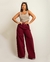 Calça Feminina Jeans Wide Vermelho Cereja - UseCarolMaia
