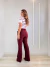 Calça Feminina Alfaiataria Paula Flare - Vinho - comprar online