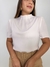 Blusa Feminina Gola Alta e Pregas com Manga em Crepe Chiffon