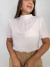 Blusa Feminina Gola Alta e Pregas com Manga em Crepe Chiffon