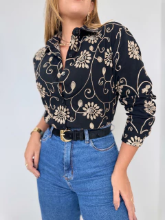 Camisa Feminina bordado com fios de lurex - comprar online
