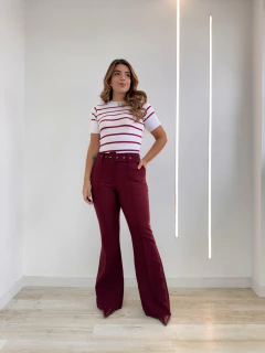 Calça Feminina Alfaiataria Paula Flare - Vinho