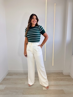 Calça Feminina Pantalona em Alfaiataria Paula- Off White - comprar online