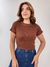 Blusa Feminina manga Curta em malha Canelada na internet