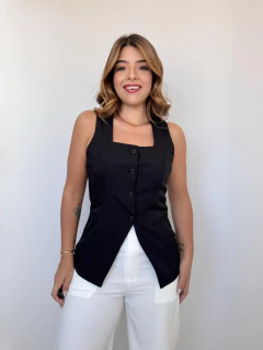 Colete Feminino em Alfaiataria Decote Quadrado - Preto - comprar online