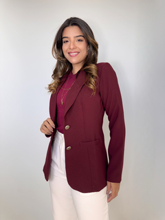 Blazer Feminino em alfaiataria Paula - Vinho - comprar online