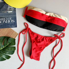 Biquíni Feminino Top Faixa Tropical com Bojo e Calcinha Empina Bumbum - loja online