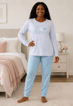 Pijama Feminino Leve Confortável e Fresquinho Manga Longa - Multmix