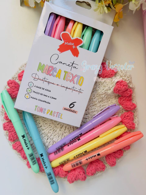 Combo Marca texto Tons Pastéis com 6 cores - Make+ - comprar online