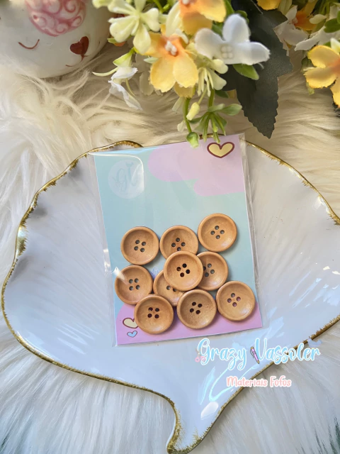 Botão tradicional de madeira 20mm - 10 unidades - comprar online