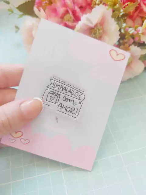 CARTELA DE CARIMBOS MINI "EMBALADO COM AMOR"