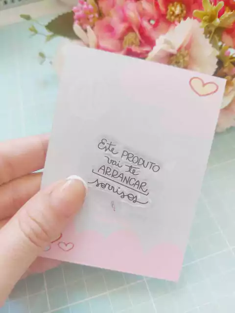 CARTELA DE CARIMBOS MINI "ESTE PRODUTO VAI TE ARRANCAR SORRISOS"
