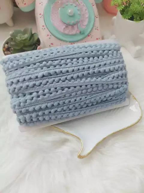 FITA POM POM GRELOT 10MM - 2 METROS AZUL CLARO