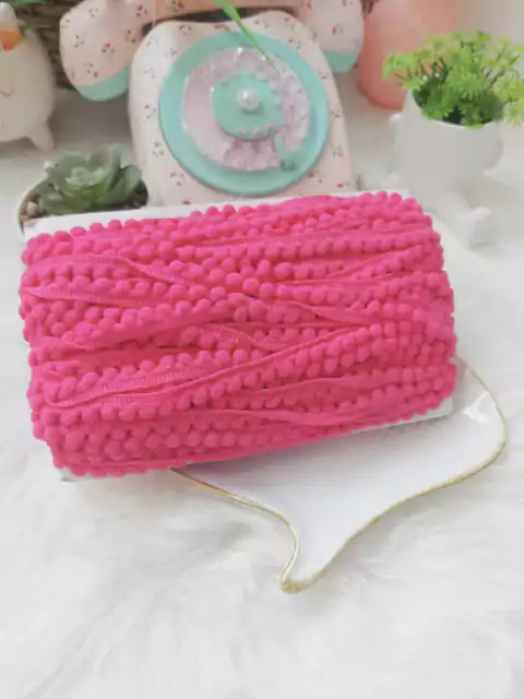 FITA POM POM GRELOT 10MM - 2 METROS PINK