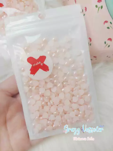 Meia Pérola Coração 6mm - Rosê