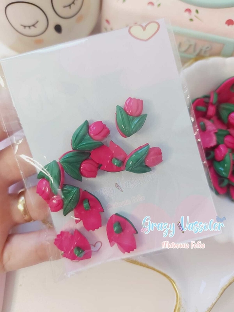 Botão Decorado Tulipa - 10 unidades